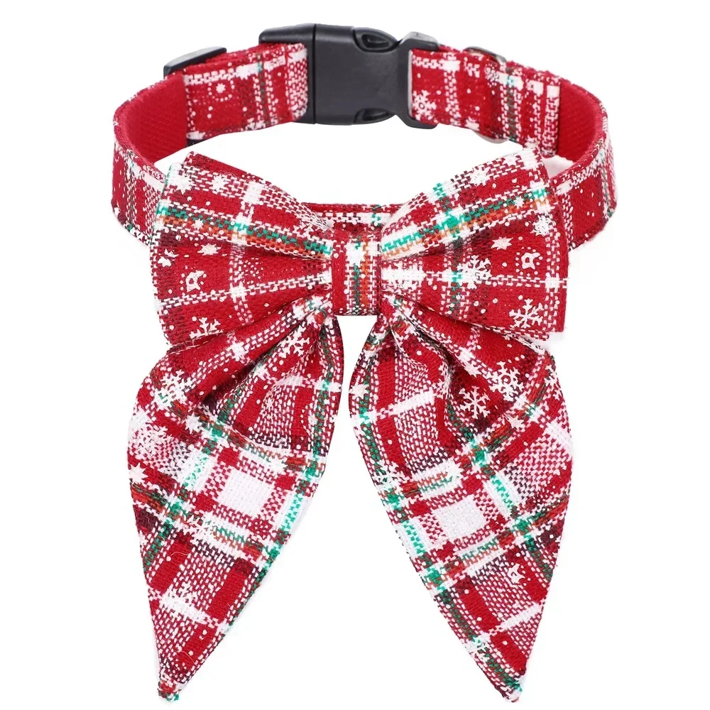 Collares para perros con lazo de copo de nieve de Navidad de algodón, accesorios para cachorros y gatos, Collar para perros pequeños y grandes