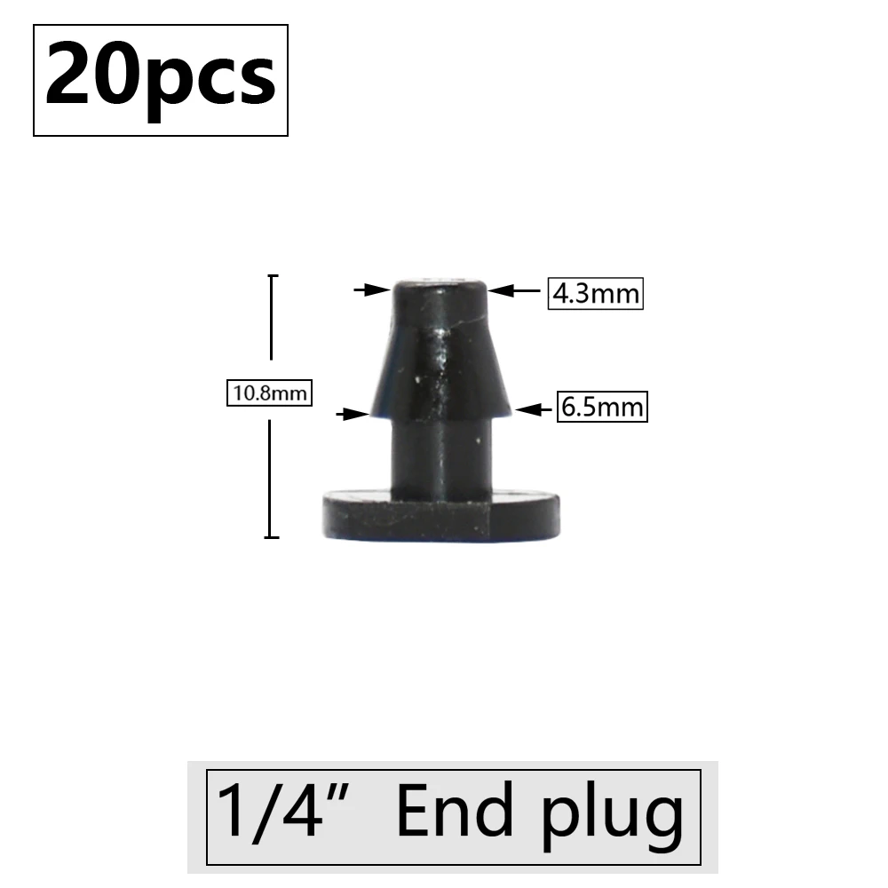 20 piezas conector de lengüeta para manguera de jardín, 3mm, 4mm, riego por goteo, 1/4 ''y 1/8'', conector para manguera, Tees, accesorios de púas con enchufe cruzado Eng