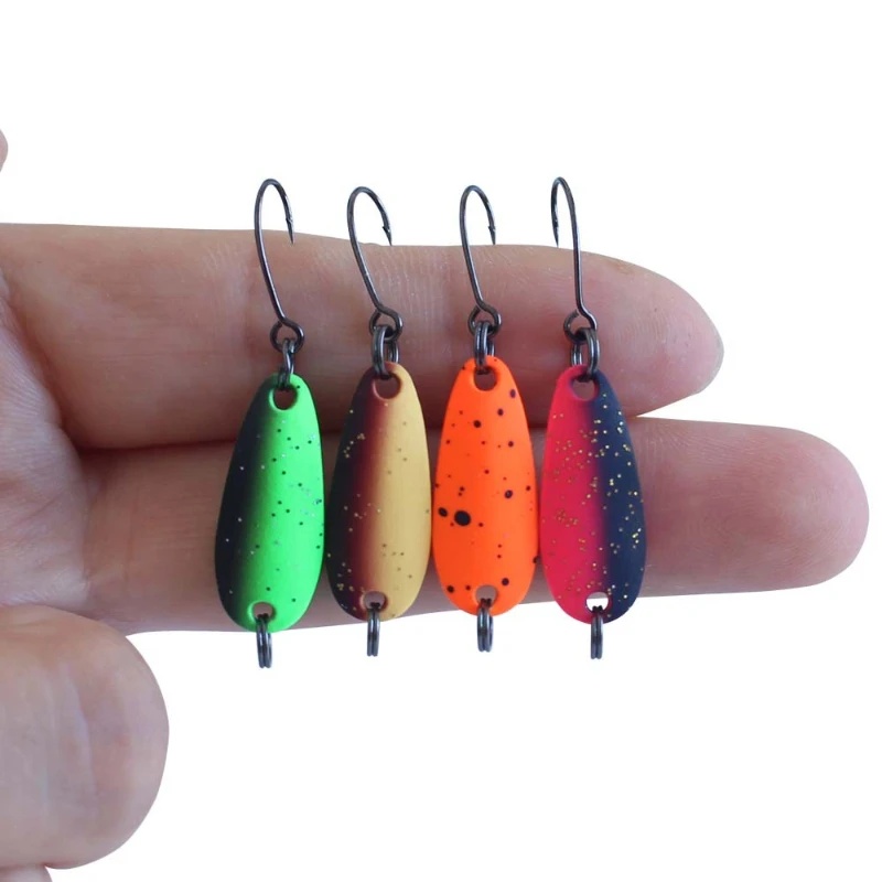 1 señuelo de pesca tipo cuchara giratoria, 2.2cm/1.4g, con anzuelo único y lentejuelas metálicas, señuelo artificial para trucha, lucio y lubina, aparejos de pesca