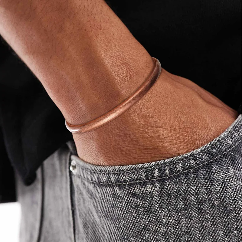 Pulseras de Cobre Puro para Mujer y Hombre, Brazaletes Curativos Impermeables para Hombre, Brazalete de Cobre Ajustable y Grueso, Joyería Curativa