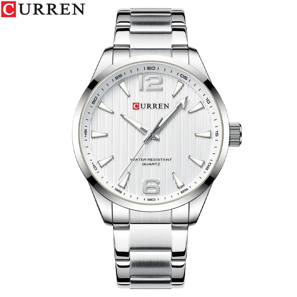 Reloj CURREN 8434 de Marca de Moda para Hombre, Resistente al Agua, con Luz Nocturna, Elegante, Correa de Acero Inoxidable, Reloj de Regalo para Hombre, Reloj Hombre