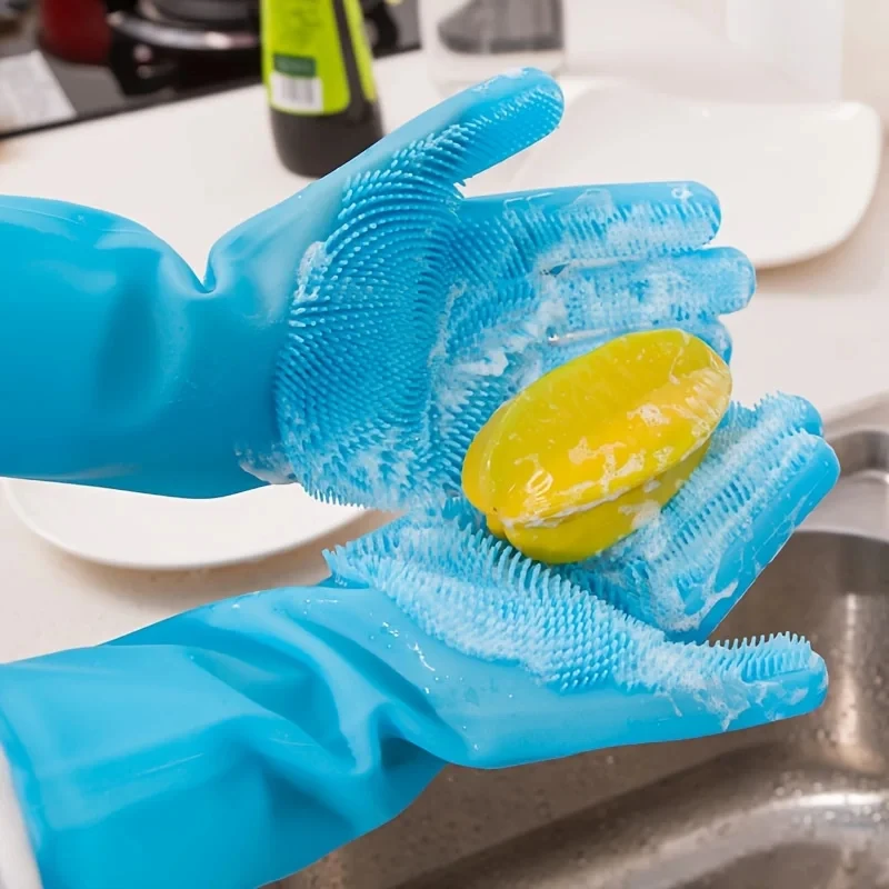 Guantes mágicos de silicona para limpieza de mascotas, esponja limpiadora de lavado de platos, depilación, champú de baño para perros y gatos