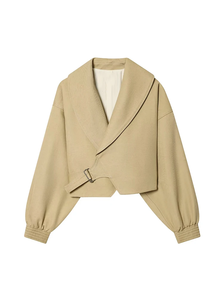 TFMLN-Chaqueta Bomber elegante con solapa para mujer, abrigos lisos de manga larga para primavera y otoño, ropa de abrigo informal y elegante para mujer