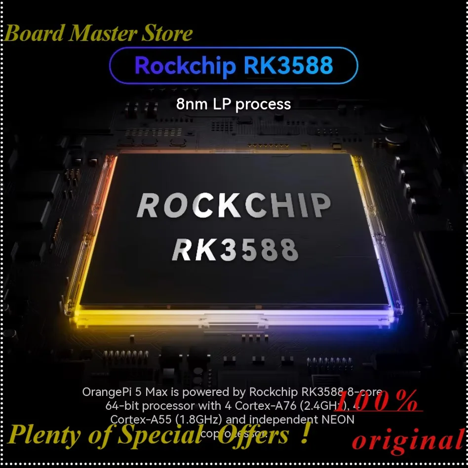 BoMaS Orange Pi 5 Max, Computadora de Placa Única, 8GB RAM LPDDR5, Chip RK3588, M.2 PCIE, LAN 2.5G, WiFi+BT, Placa de Desarrollo Orangepi 5 MAX