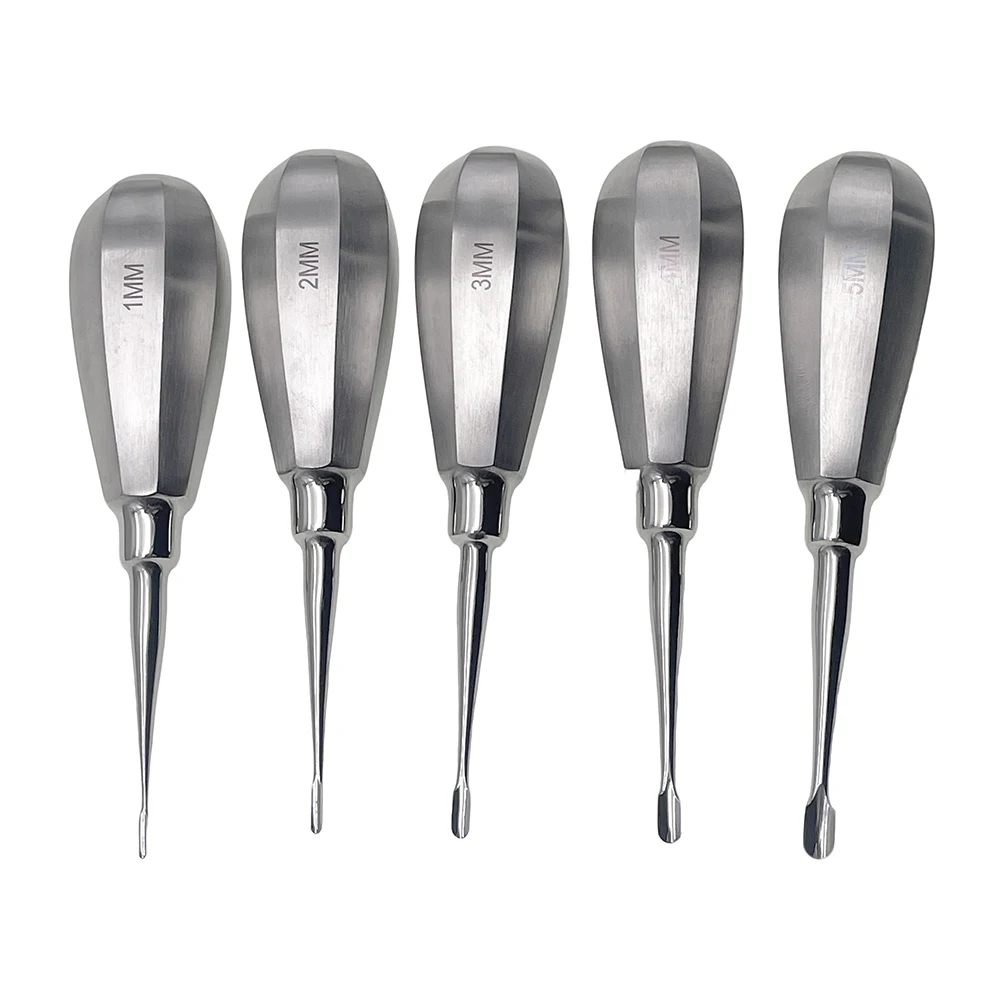 Instrumentos dentales para mascotas, elevadores dentales caninos felinos con ala auxiliar, mango corto, elevadores de raíces rectas, examen Oral