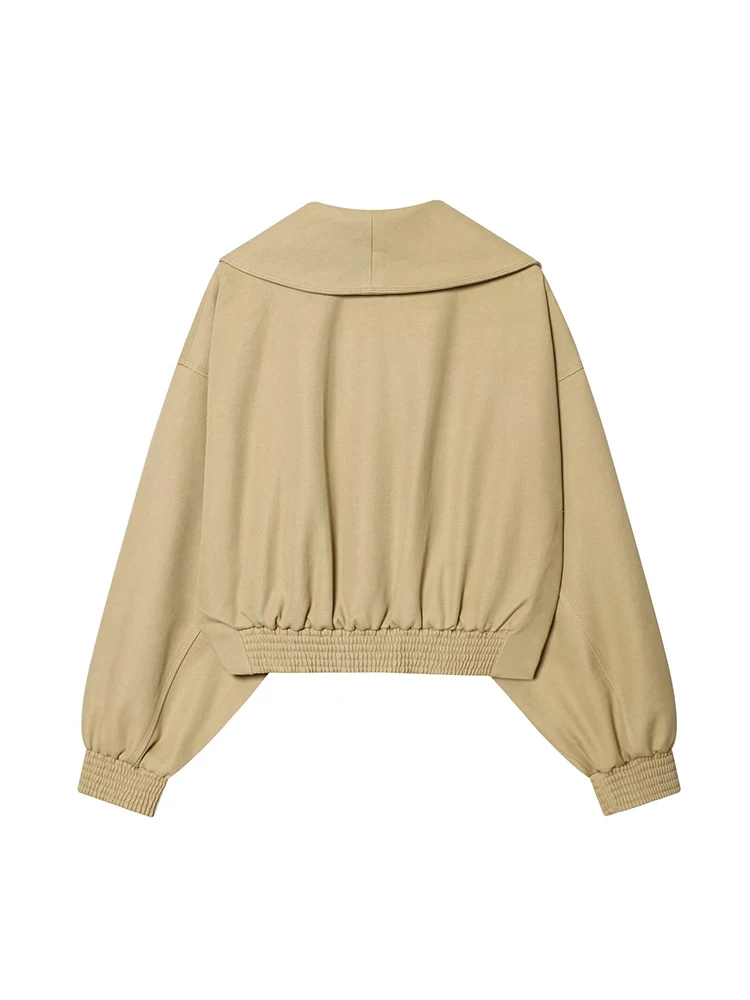 TFMLN-Chaqueta Bomber elegante con solapa para mujer, abrigos lisos de manga larga para primavera y otoño, ropa de abrigo informal y elegante para mujer