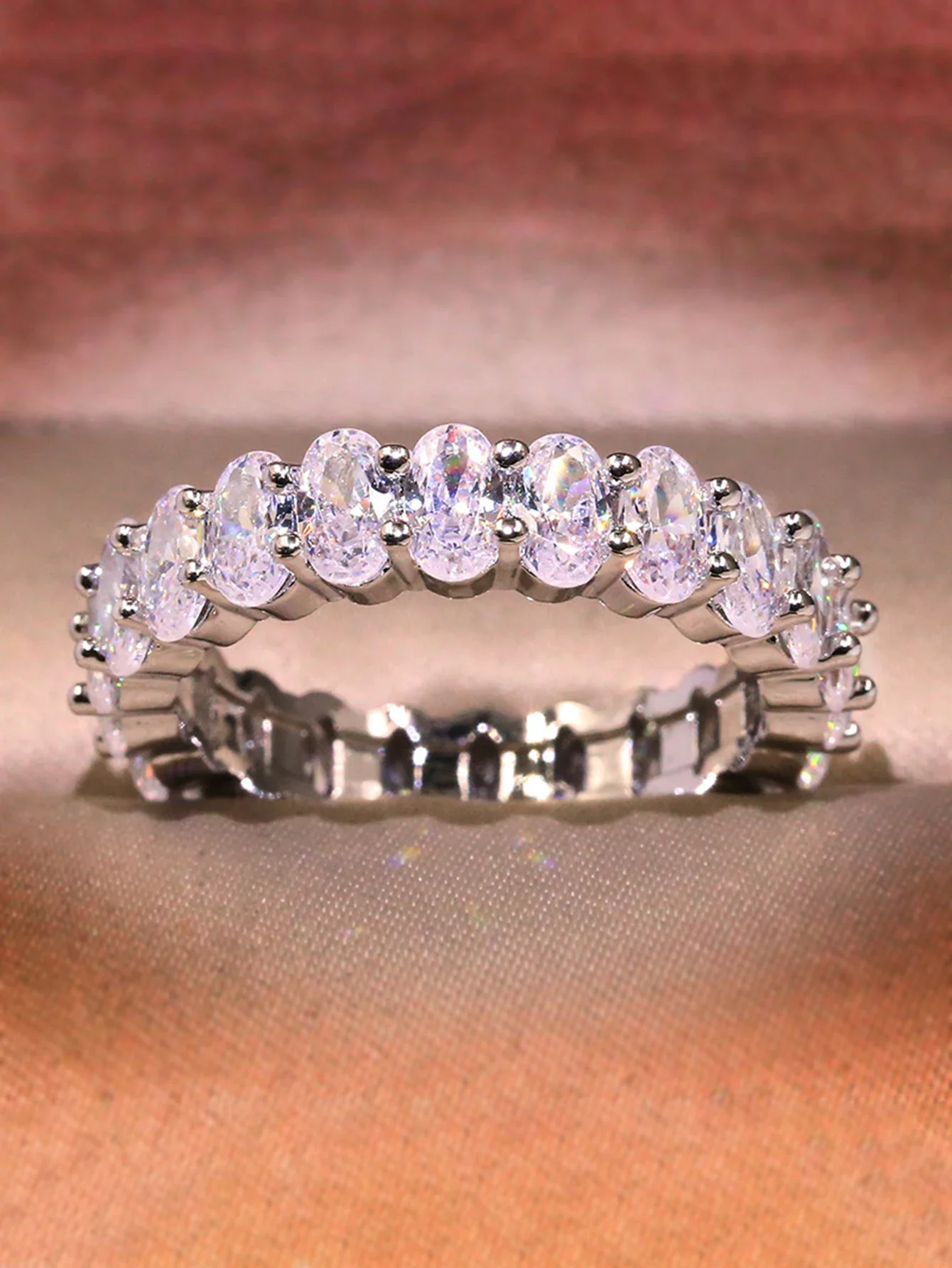 Anillo ovalado de circón Original de Plata de Ley 925 para mujer, regalo de compromiso, boda, joyería fina de lujo de alta calidad