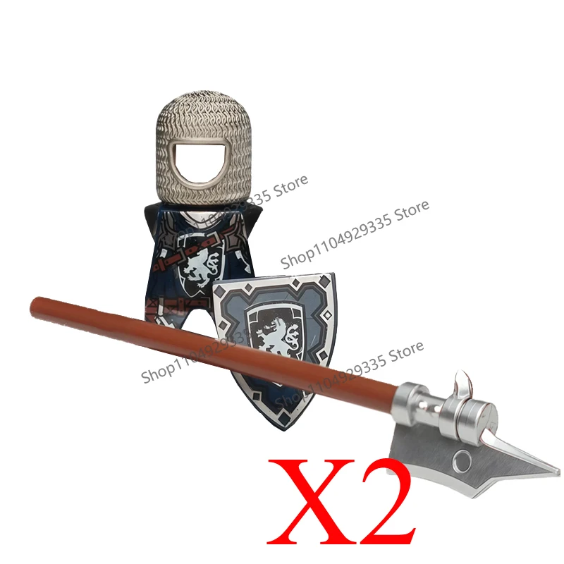 Figuras de soldados militares medievales, bloques de construcción MOC, Castillo, águila negra, Lobo, pulpo, Griffin, caballero antiguo, bloques Waffen, Juguetes
