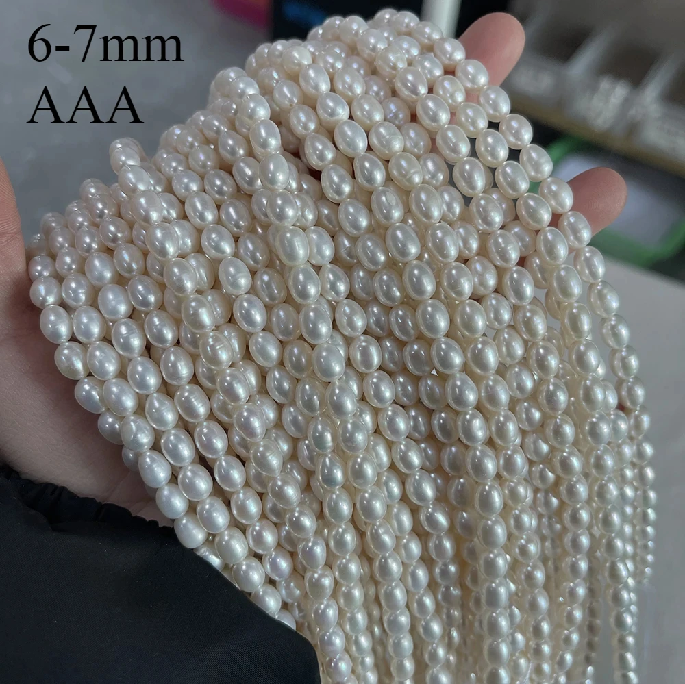 Cuentas de perlas naturales de agua dulce, cuentas sueltas con forma de arroz de alta calidad para DIY, elegante collar, pulsera, fabricación de joyas