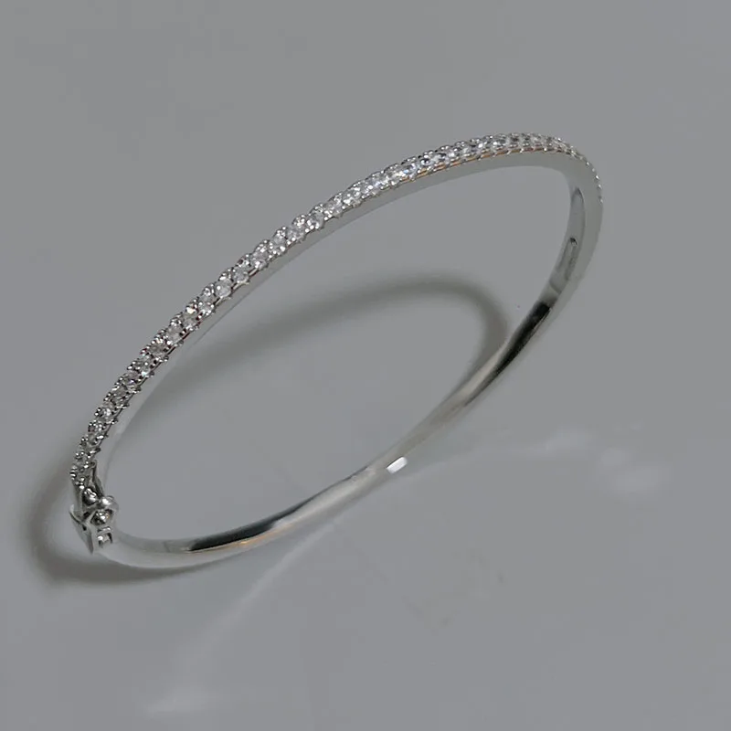 Brazalete encantador de moda de alta calidad, joyería de plata esterlina 925 pura para mujer, brazalete de diseño, regalo de fiesta con diamantes bonitos, joyería Size6