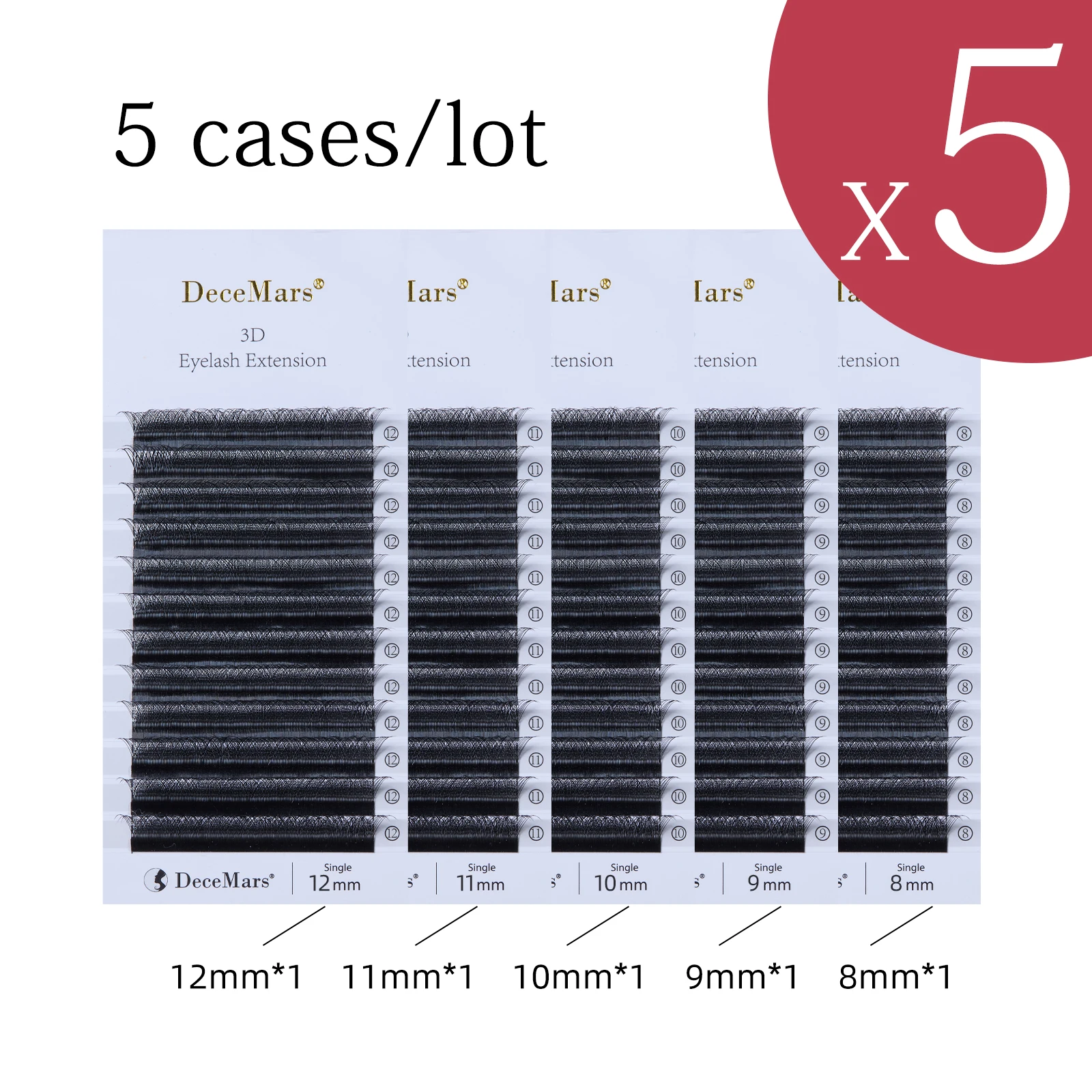 Extensiones de Pestañas DeceMars, 5 Estuches, Extensiones de Pestañas 3D en Forma de W