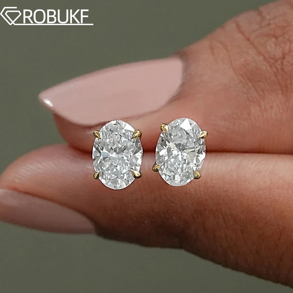 Pendientes de Moissanita Ovalada de 0.5-5ct para Mujer, Color D, Diamante Brillante, Plata de Ley 925, Joyería para Fiesta, Regalos