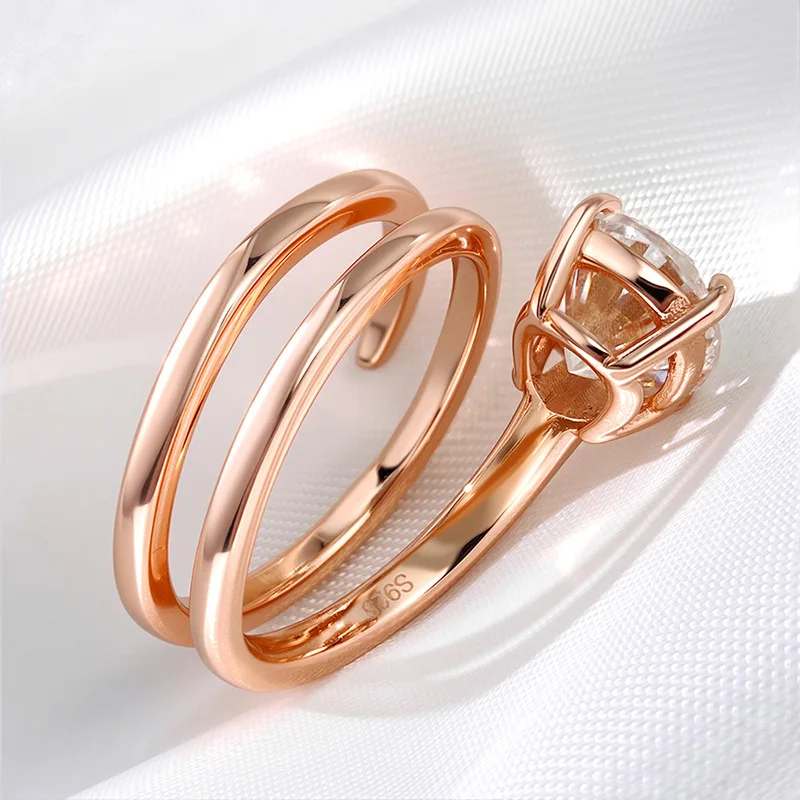 Anillo solitario de moissanita chapado en 14K con certificado Smyoue 1CT-3CT, banda de diamante de laboratorio de boda para mujer, plata 925 pura, 100% Shani Abergel