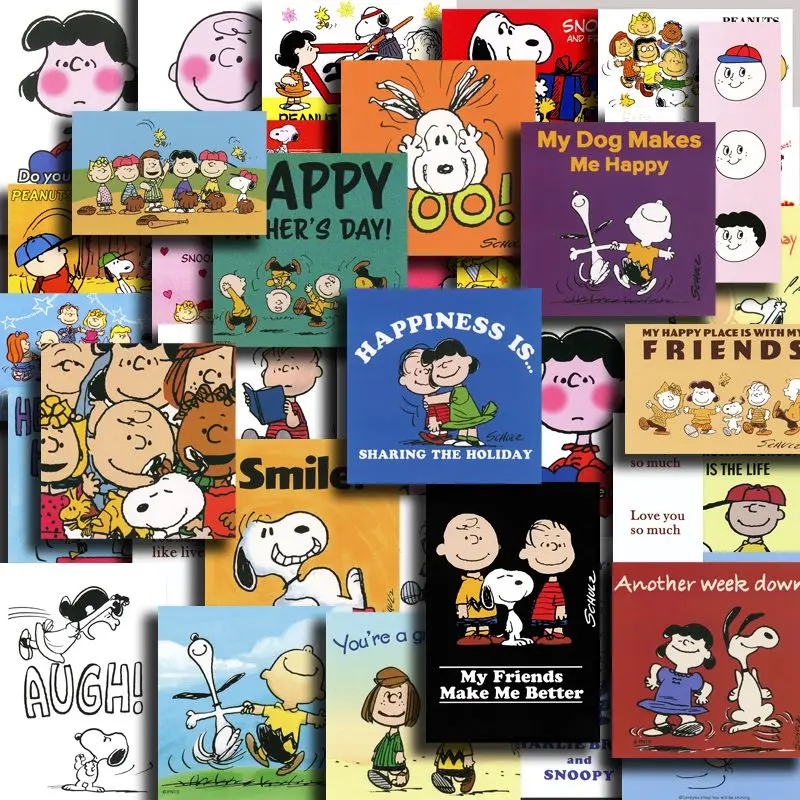 44 Uds Snoopy Woodstock Lucy Van Pelt animación periférica dibujos animados lindos pegatinas creativas diy decoración pegatinas impermeables Juguetes