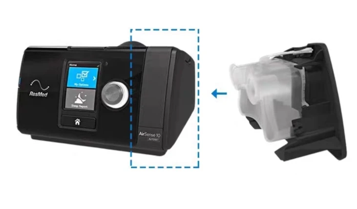 Cubierta Lateral CPAP 37303 de Repuesto para AirSense10 AirCurve10 Lumis Sin Humidificador, Accesorio Portátil de Viaje, Carcasa Negra