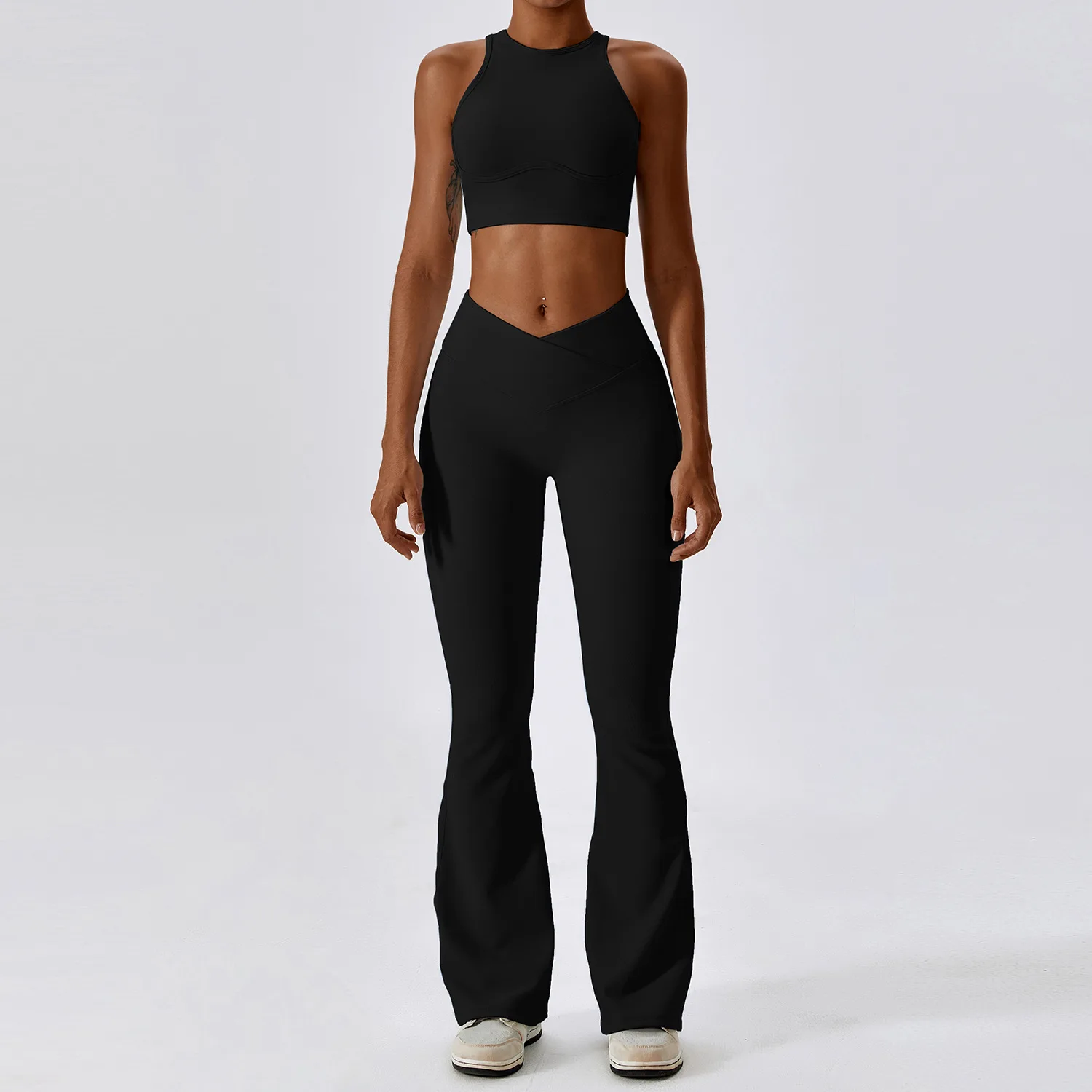 Conjunto de Yoga sin costuras para mujer, ropa de gimnasio, trajes de Yoga para Fitness, chándales de costilla, Sujetador deportivo, mallas de gimnasio, trajes deportivos, 2 uds.