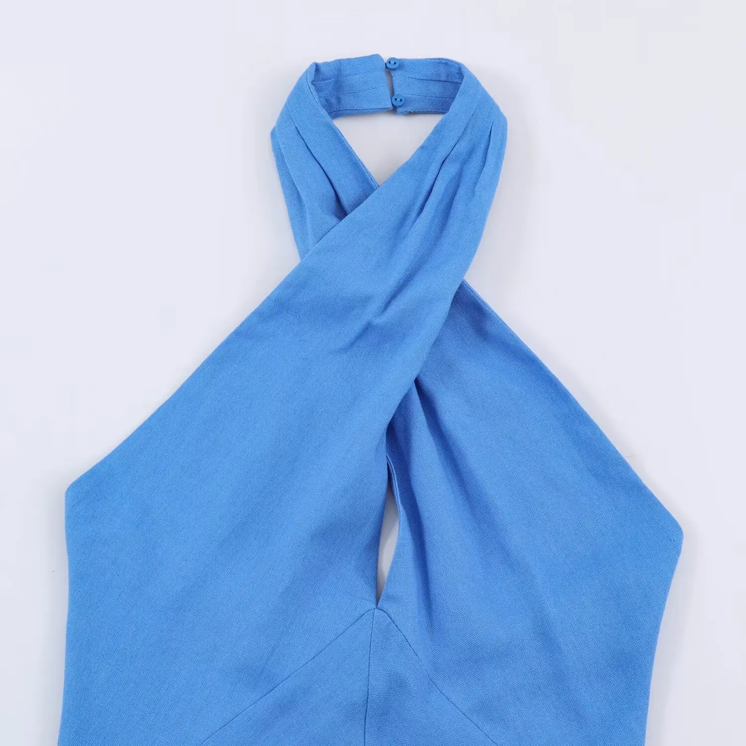 Vestido Largo Elegante Cruzado con Cuello Halter para Mujer KONDALA, Vestido Chic sin Espalda para Vacaciones de Verano 2026, Vestido Romántico para Cena