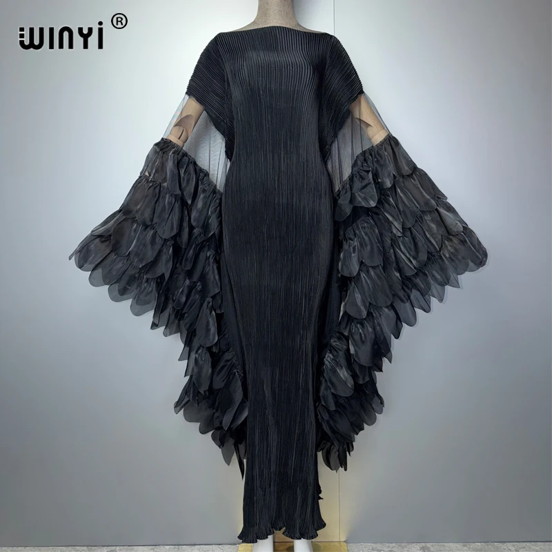 Vestido Plisado Elástico WINYI, Traje de Playa Monocromático, Kaftan Abaya Dubai, Vestido de Fiesta de Lujo, Vestido Largo de Noche para Mujer Musulmana