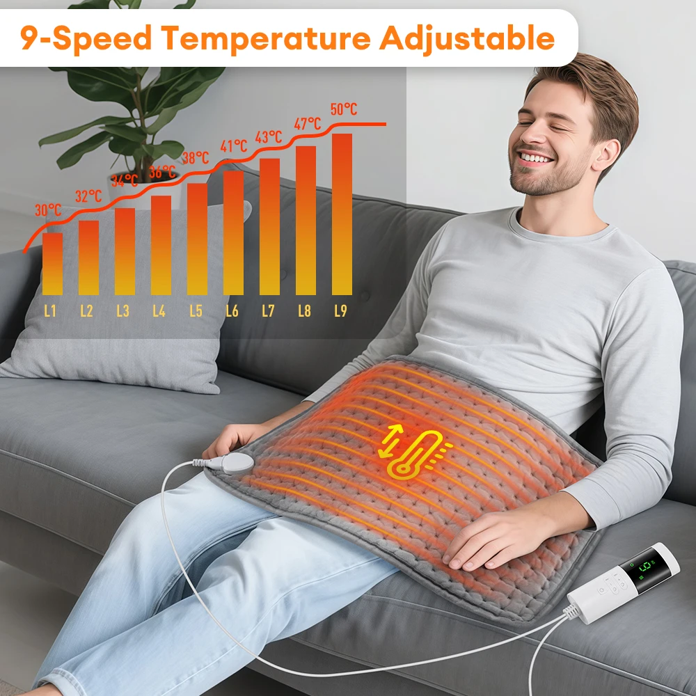9 niveles 4 modos temporizador 30X60cm almohadilla calefactora eléctrica manta almohadilla calentada caliente para Abdomen hombro rodilla piernas invierno cálido lavable