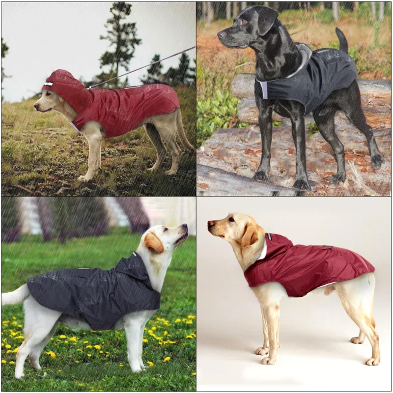 Chubasquero grande para cara de perro, impermeable, de poliéster, con rayas reflectantes de seguridad, para Golden Retriever, Labrador, Husky, S-6XL