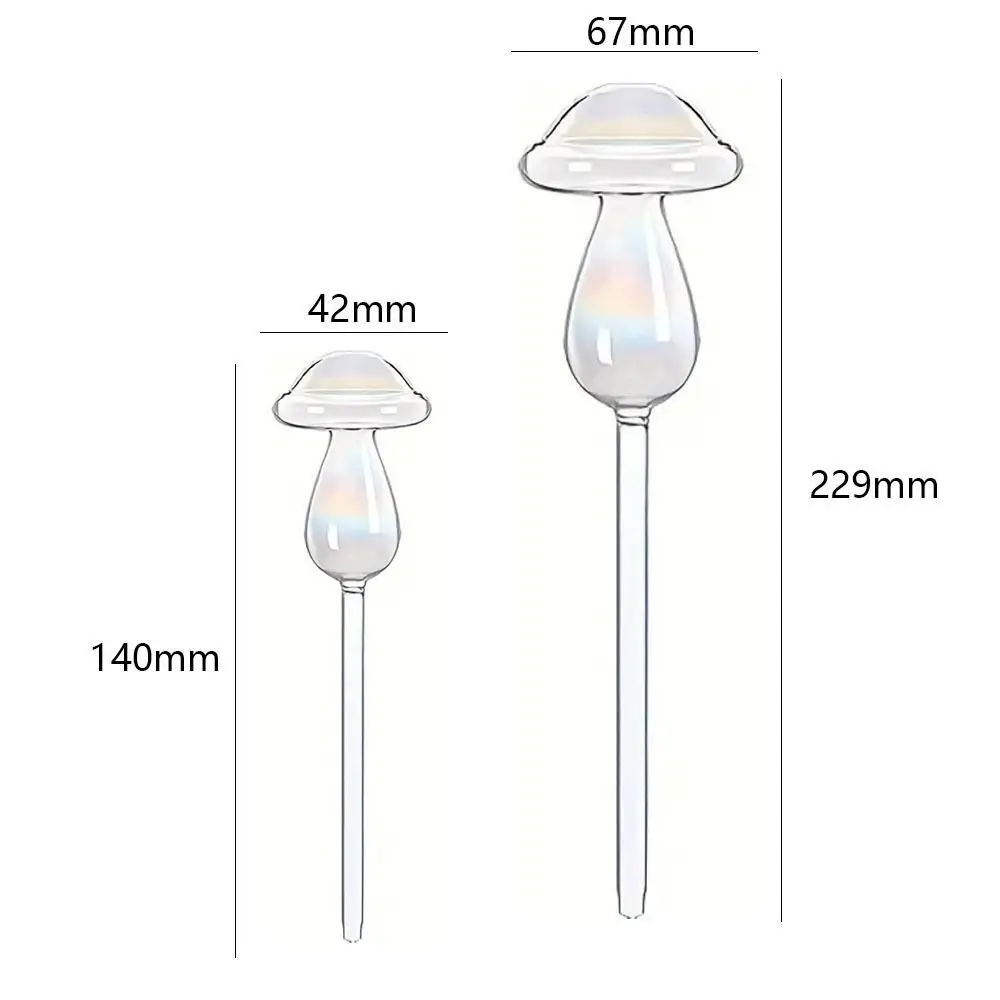 Globos de vidrio para riego de plantas, sistema de riego por goteo con forma de seta, arcoíris