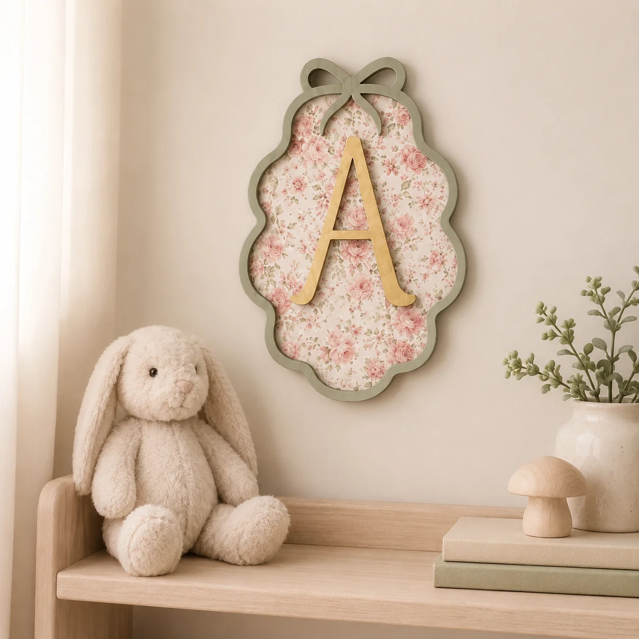 1 placa de madera con letra personalizada y diseño floral, decoración para pared de casa, habitación u oficina, pintable, regalo de cumpleaños o boda