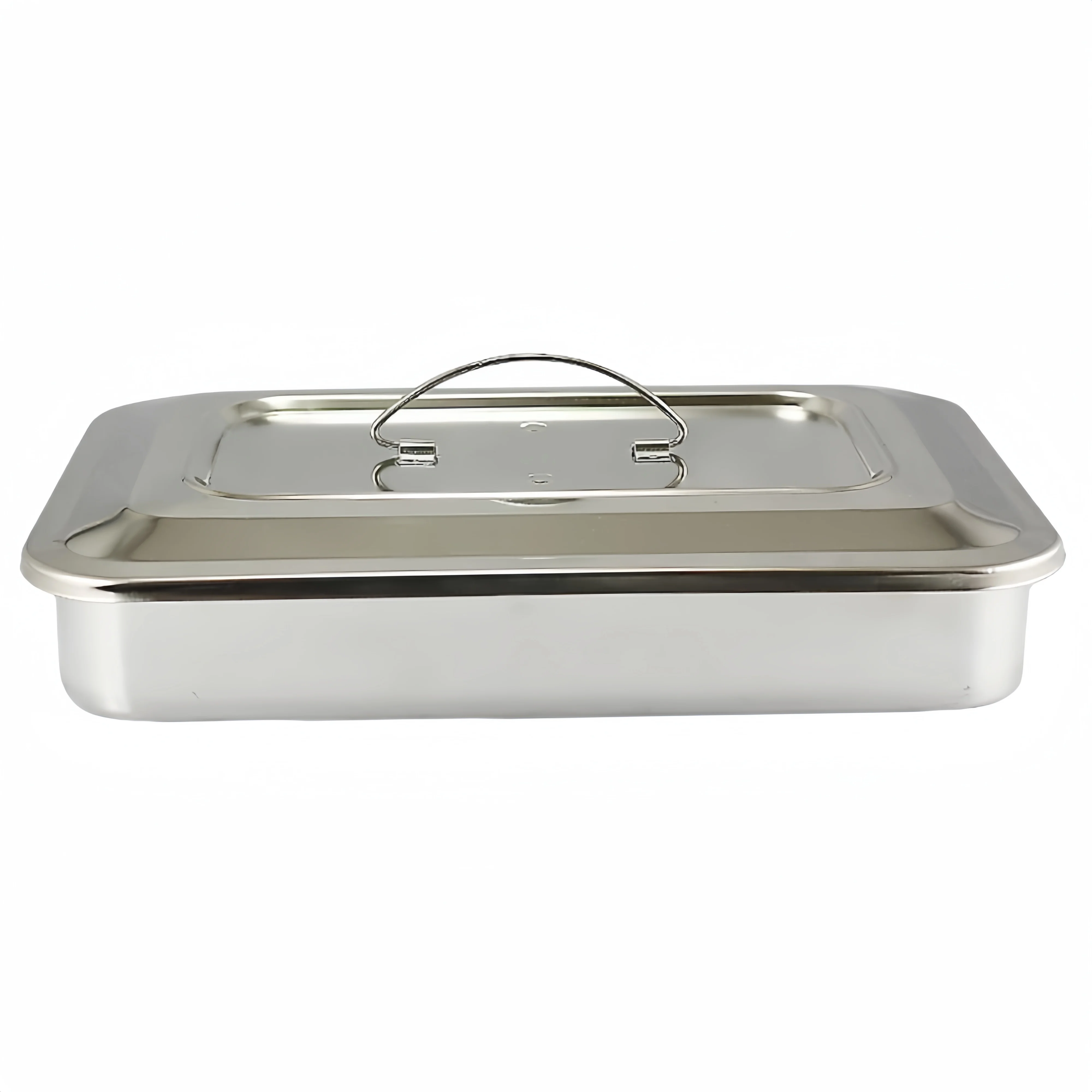 JUMTOP Bandeja de instrumentos dentales con tapa, equipos de enfermería quirúrgica de acero inoxidable, herramientas, contenedor esterilizador, almacenamiento de odontología