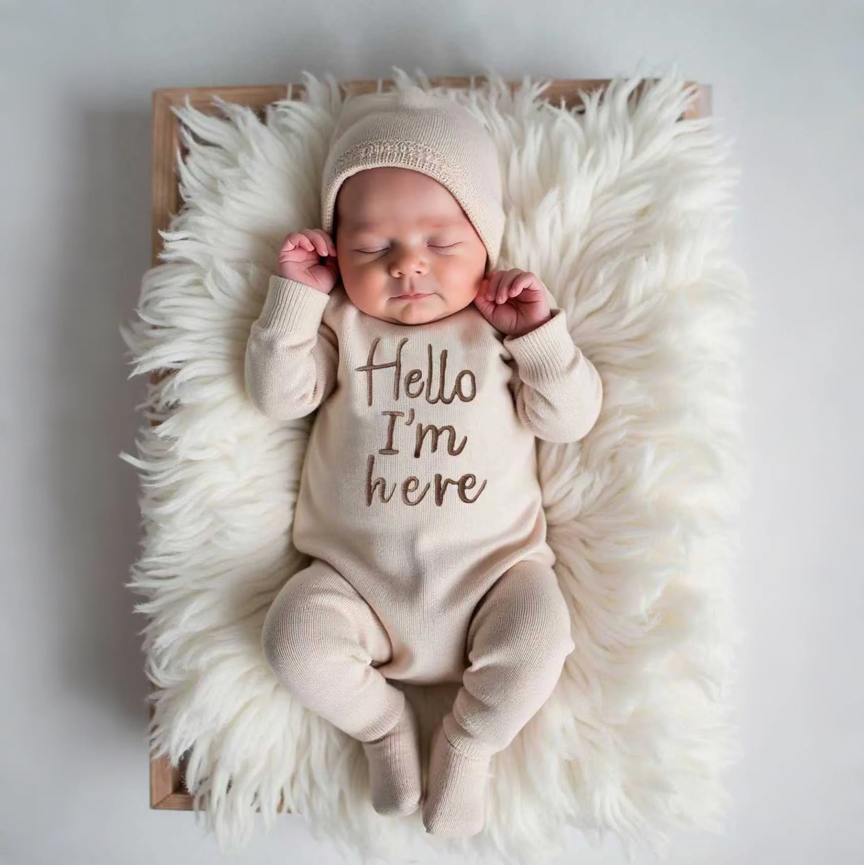 Ylsteed "Hola" bordado tejido recién nacido anuncio de nacimiento trajes mono con zona para bebé niño niña accesorios de fotografía recién nacido
