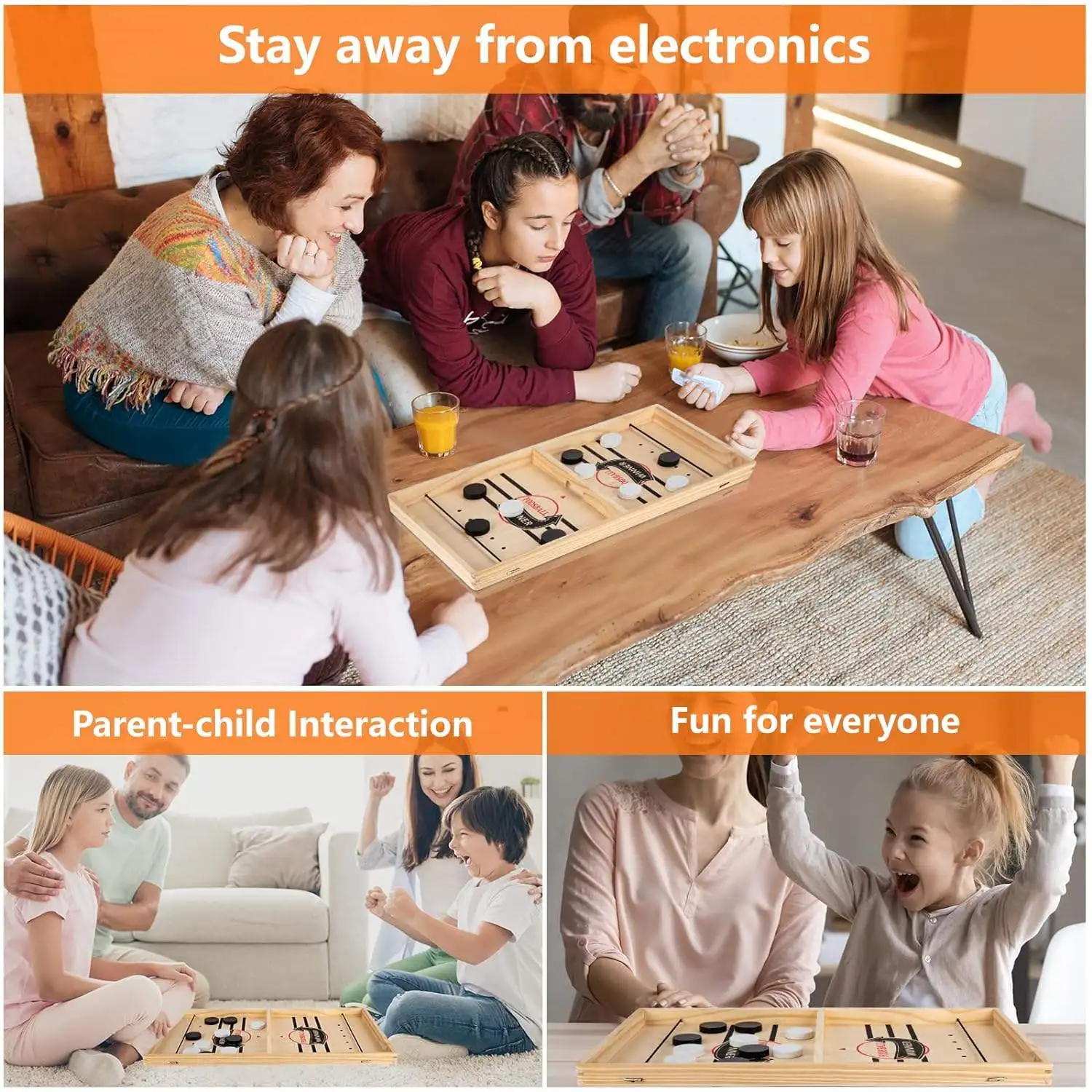Juego de mesa de billar de madera, juegos de ganador de futbolín, juego de Hockey de mesa, ajedrez catapulta, juguete interactivo divertido y competitivo para padres e hijos