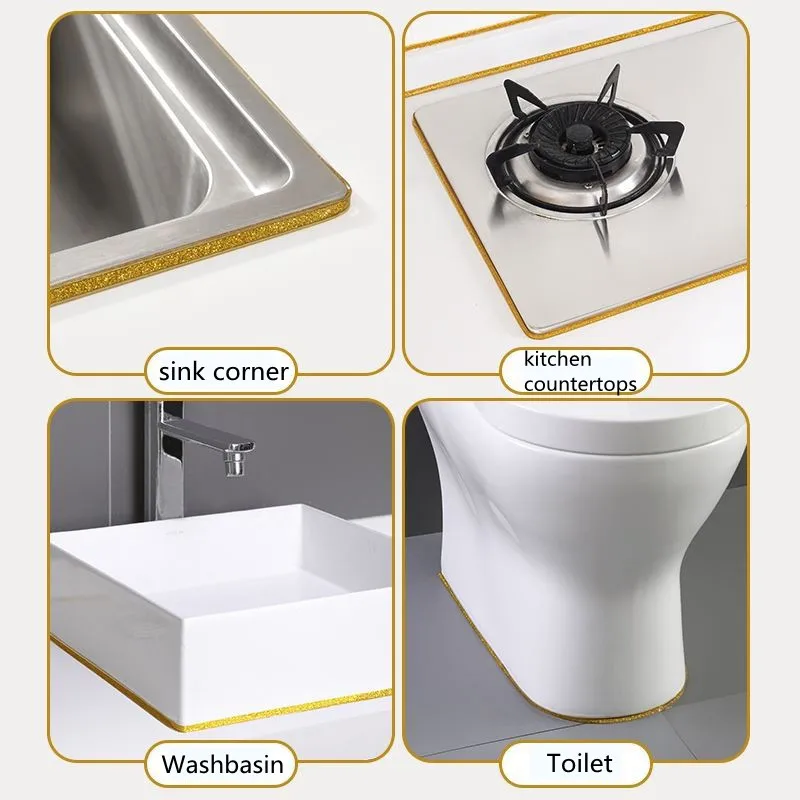 Tira de borde autoadhesiva de línea cóncava, cinta para huecos a prueba de humedad, decoración de pared de fondo para cocina, baño y sala de estar, 5M por rollo
