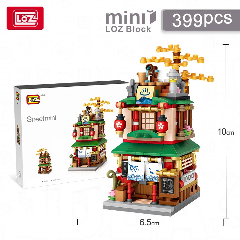 LOZ Mini Street View Series tienda matcha japonesa Ramen cantina tienda de kimono modelo de casa de construcción juguetes de bloques de construcción para niños