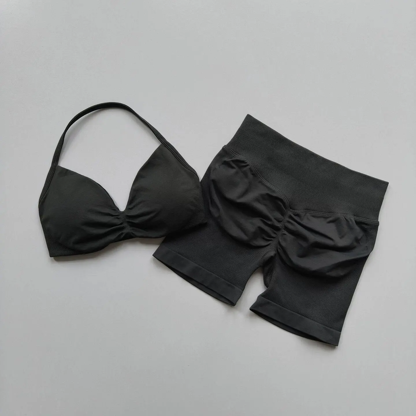 Conjunto de Yoga para Mujer, Fitness, Transpirable, de Secado Rápido, Espalda Bonita, Ropa Interior con Efecto Push-Up, Cintura Alta, Pantalones Cortos Levanta Glúteos