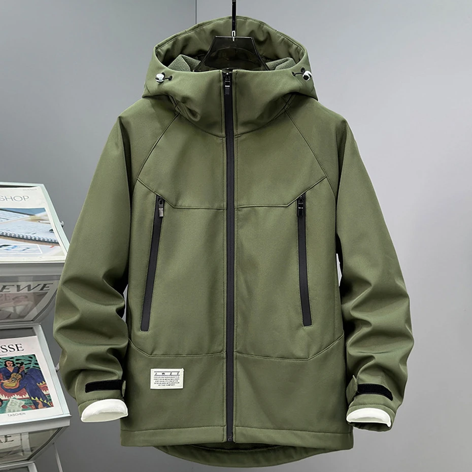 Chaqueta cortavientos impermeable de talla grande 13XL, chaqueta de campamento para hombre, abrigo, chaqueta de lana de otoño, prendas de vestir exteriores para hombre