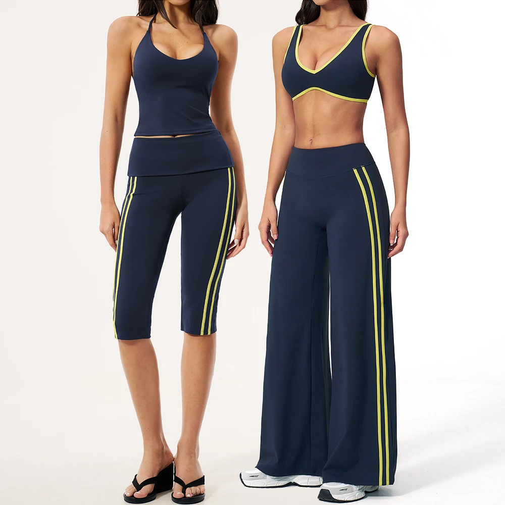Conjunto de Yoga de 2 Piezas, Traje Deportivo para Gimnasio, Ropa Deportiva para Mujer, Bra Deportivo y Pantalones Acampanados, Ropa de Entrenamiento, Conjuntos Deportivos de Yoga para Mujer