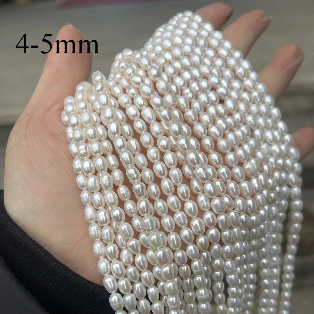 Cuentas de perlas naturales de agua dulce, cuentas sueltas con forma de arroz de alta calidad para DIY, elegante collar, pulsera, fabricación de joyas