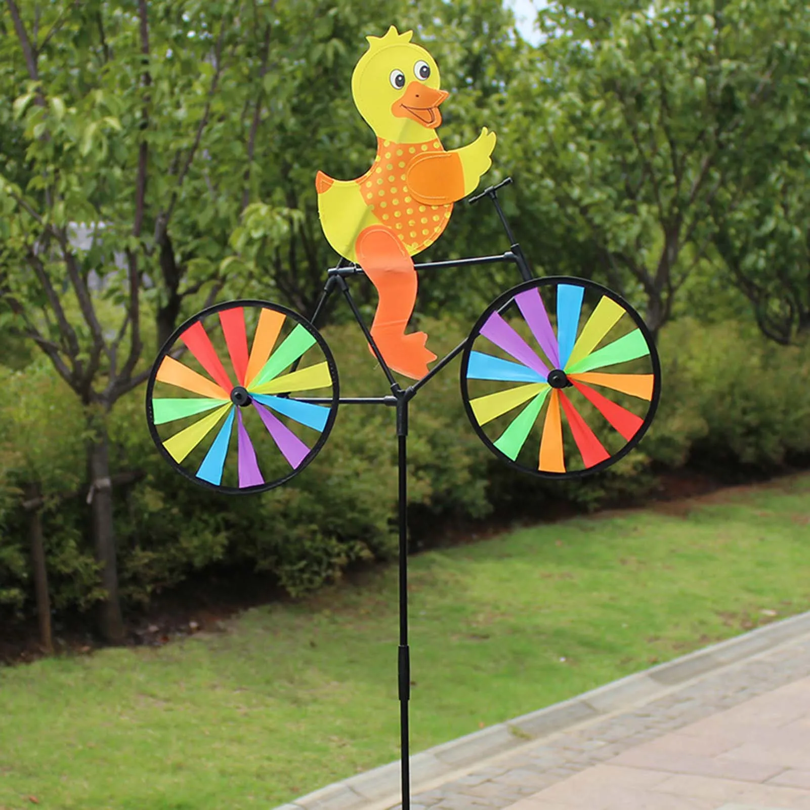 Molino de viento 3D para bicicleta, Estaca de jardín bonita, Spinner de viento para adorno de jardín