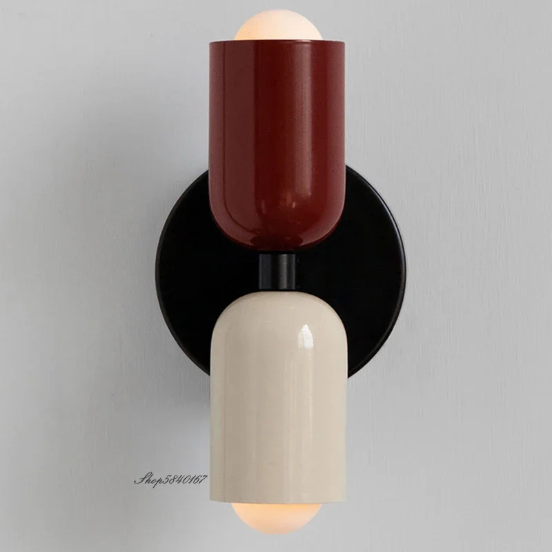 Lámpara de pared de estilo crema moderna, lámpara de noche para dormitorio de doble punta, luces artísticas de estudio para habitación de niños, aplique de pared creativo minimalista