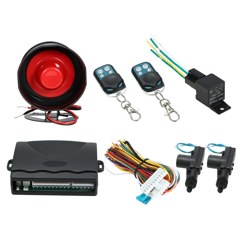 KIT de alarma de coche + bloqueo centralizado remoto de 2 puertas con inmovilizador de SENSOR de choque, kit de bloqueo CENTRAL remoto, alarma de coche para todo tipo