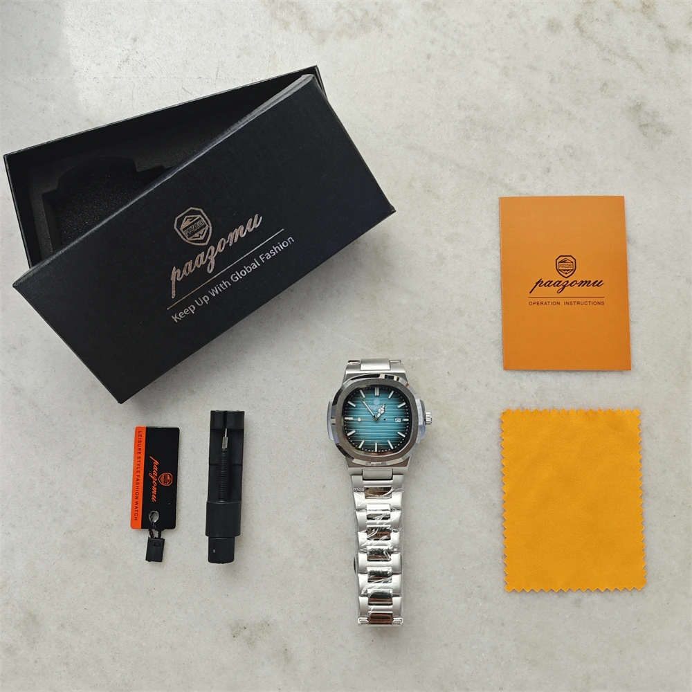 Reloj PAAZOMU de marca de lujo para hombre, reloj deportivo resistente al agua con fecha luminosa, reloj de pulsera para hombre con esfera cuadrada, relojes de cuarzo para hombre de alta calidad