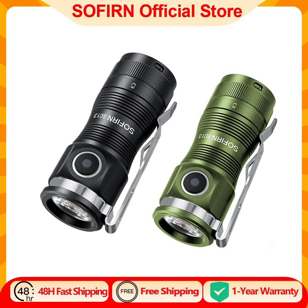 Sofirn Mini SC13 SST40 LED 1300lm táctica 18350 linterna recargable 6000K llavero con luz magnética