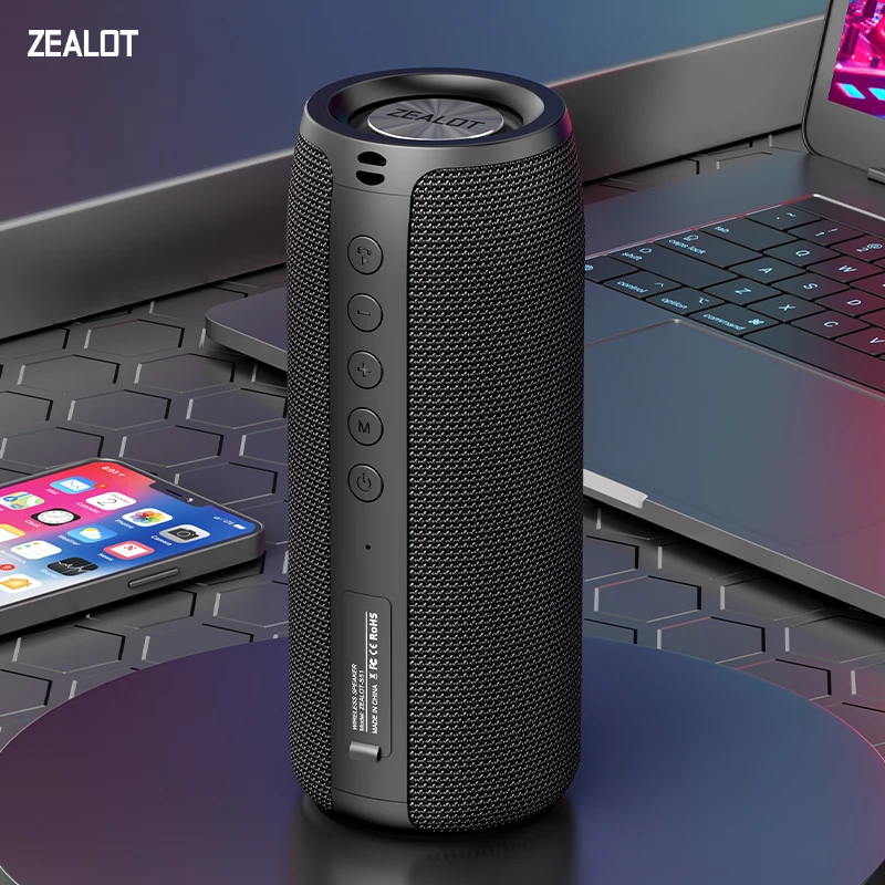 ZEALOT-S51 TWS Altavoz Bluetooth portátil Subwoofer de graves inalámbrico altavoces exteriores impermeables Subwoof altavoz caja soporte TF