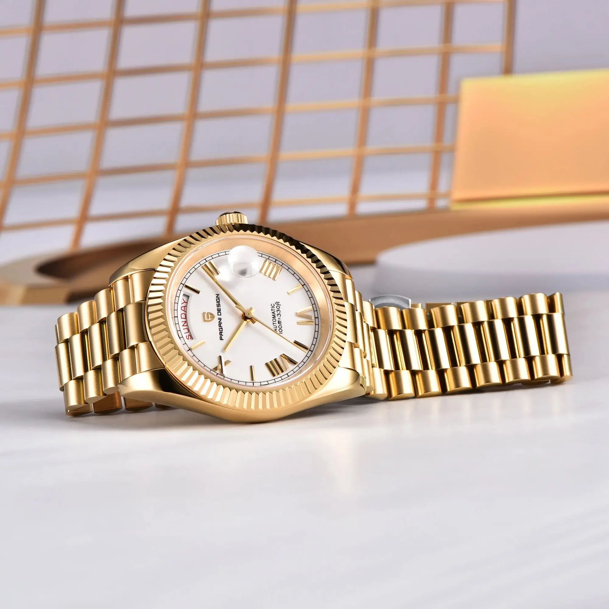 Relojes PAGANI DESIGN para Hombre DD40, Reloj Automático de Lujo Dorado y Blanco, Relojes Mecánicos para Hombre con Fecha y Día de la Semana, Movimiento Japonés, Novedad 2026