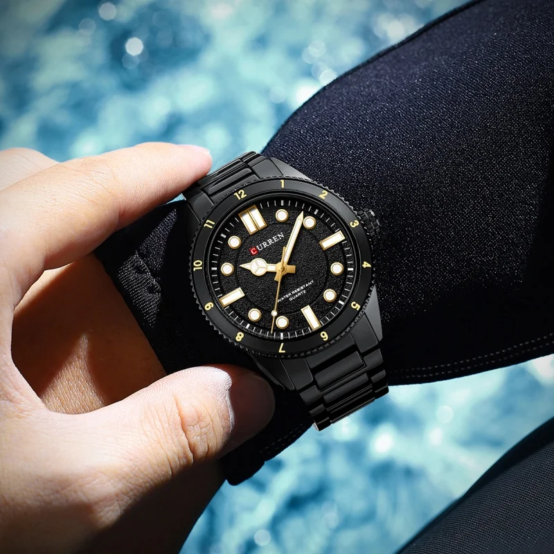 Reloj Deportivo Militar CURREN 8450 para Hombre, con Luz Nocturna, Resistente al Agua, Correa de Acero, Cuarzo, para Negocios y Ocio, Relojes Masculinos