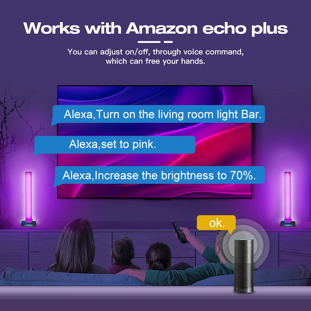 Barra de lámpara LED Zigbee 3,0 RGB + CCT, luz regulable RGBCW, aplicación Tuya Smart Life, asistente de Google Alexa, Control por voz, 5V, USB