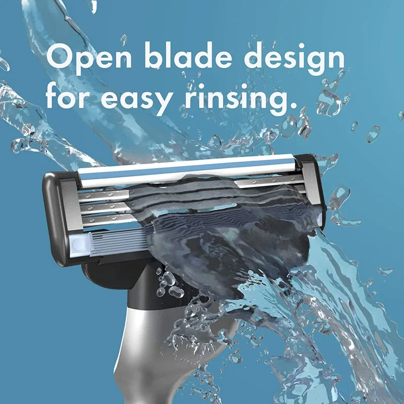 Gillette Mach 3 cabezal de afeitadora, cartuchos de repuesto con tiras de luz, cuchillas de 3 capas, corte rápido y suave, cuidado facial de barba para hombre