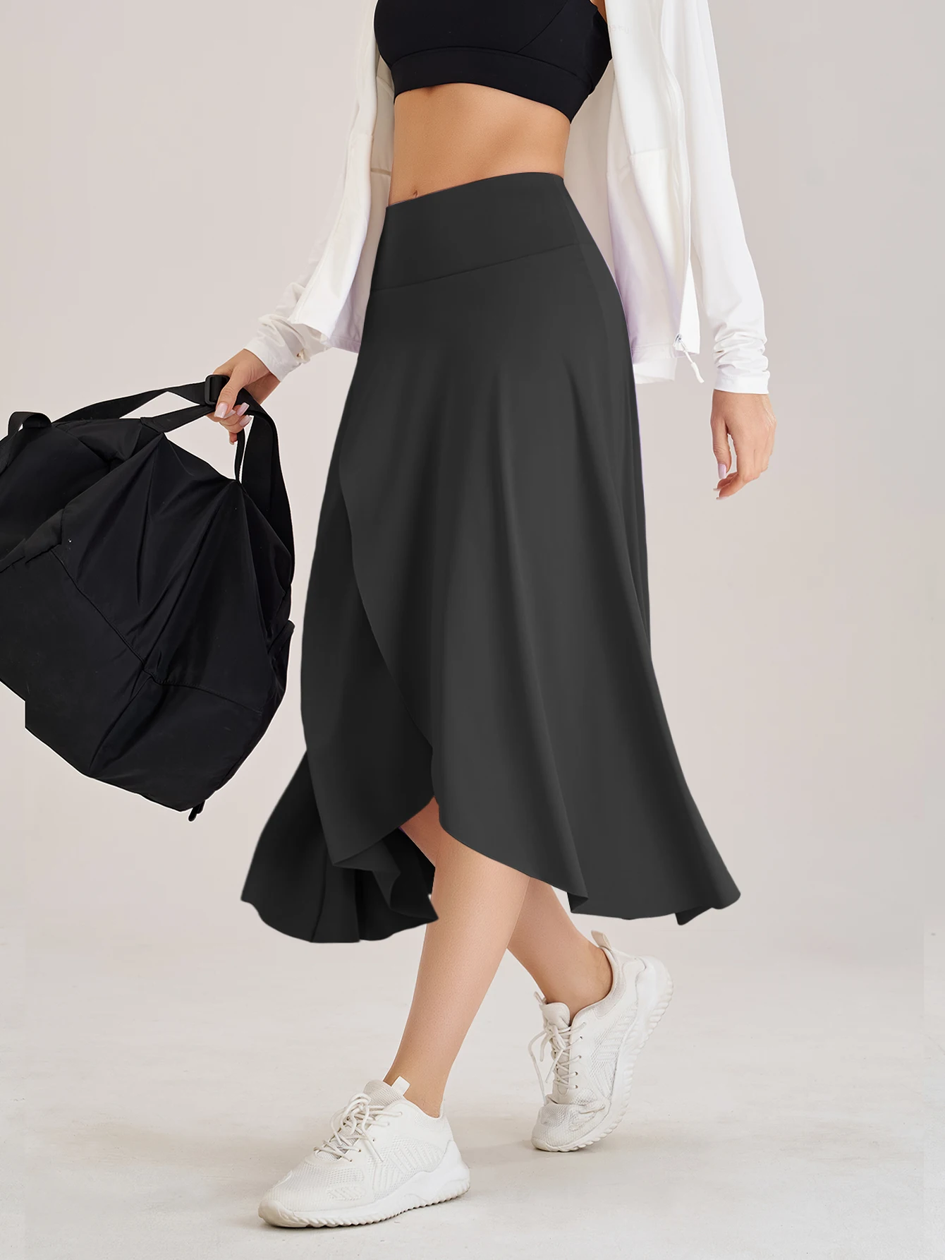 Falda pantalón de tenis para mujer, pantalones cortos con bolsillos laterales y apertura en la cintura, vestido largo, ropa deportiva para Fitness, entrenamiento