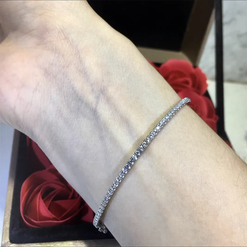 Joyería de plata de ley 925 pura de marca de calidad para mujer, brazalete de oro, brazalete de diamantes móvil, joyería de boda alrededor del remache, brazalete de 6cm