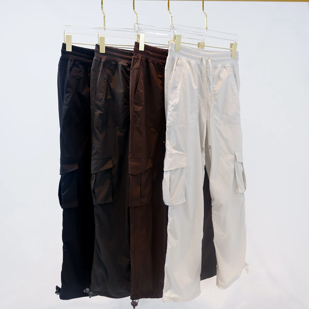 LULU FLORA Nuevos pantalones de trabajo, textura vertical, pantalones casuales de yoga de cintura media de pierna ancha de corte recto para mujer, secado rápido, cordón