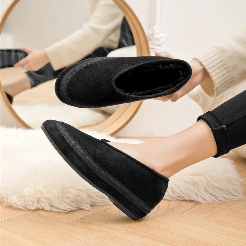 AIYUQI botas de nieve planas de piel auténtica para mujer 2025, zapatos de invierno antideslizantes de talla grande para mujer, botines cálidos y cómodos para mujer