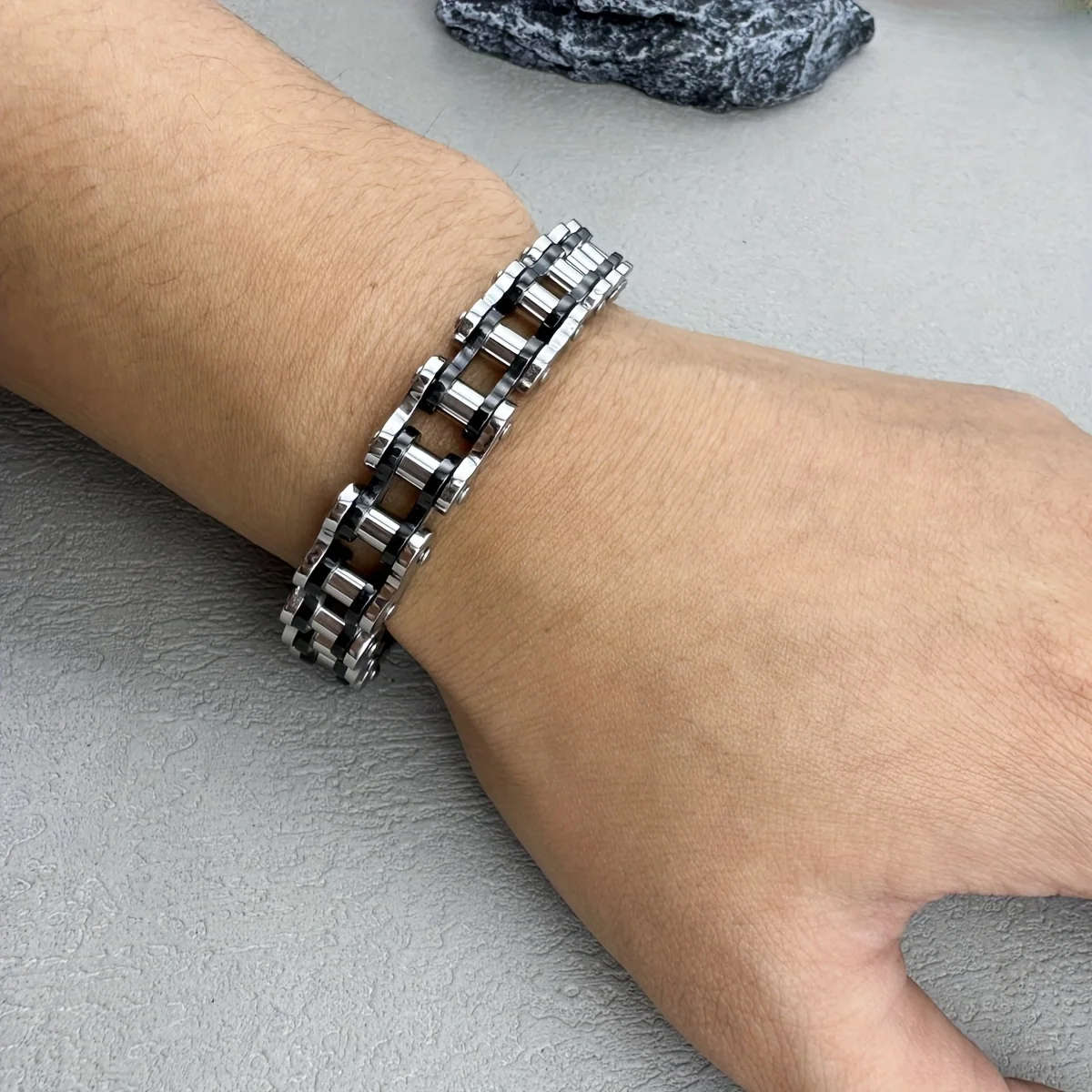 1 Uds Punk Rock pulsera de motociclista de acero inoxidable para hombre cadena de eslabones motocicleta bicicleta pulseras de cadena brazaletes joyería